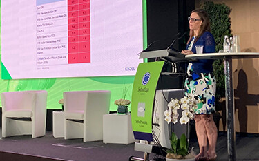 Megan Green delivering the keynote address at the 2023 Seafood Expo Global.