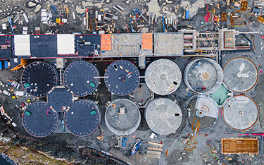 Salmon Evolution's flow-through farm under construction in 2021.