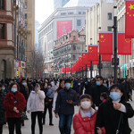 Tourists in Shanghai, China.