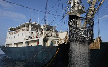 A fishing vessel fishing for tuna in the Indian Ocean.