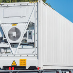 A refrigerated shipping container.