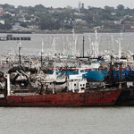 Ships caught fishing illegally in Montevideo, Uruguay.