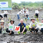 Employees from CP Foods and Nicherei restoring mangroves in Thailand.