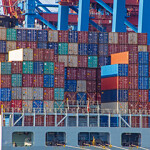 Shipping containers on a boat