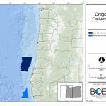 A map of planned ocean wind energy areas off the coast of Oregon.