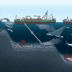 An illustration of deep-sea mining.