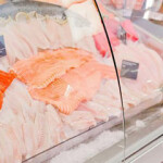 A fresh seafood counter.