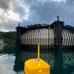 Bluegreen Group's "Marine Donut" aquaculture enclosure concept floating in the water.