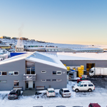 Fiskvinnslan Kambur's processing facility in Hafnarfjörður, Iceland in the winter.