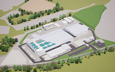 A rendering of FRD Japan's planned recirculating aquaculture system facility.