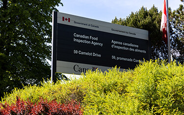 A sign for the Canadian Food Inspection Agency.