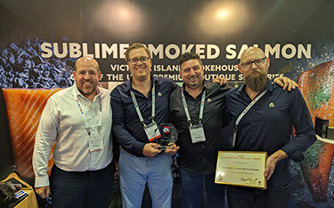 The team from Victoria Island Smokehouse posing with its trophy from the Seafood Excellence Asia awards
