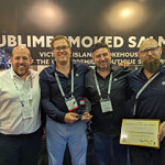 The team from Victoria Island Smokehouse posing with its trophy from the Seafood Excellence Asia awards