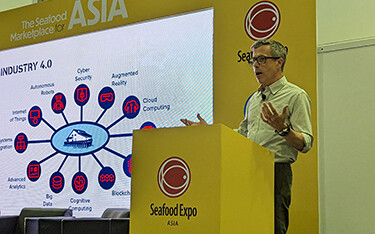 Eric Enno Tamm speaking at Seafood Expo Asia