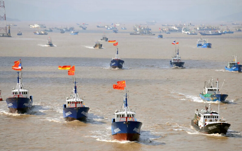 Chinese vessels fishing in South American waters