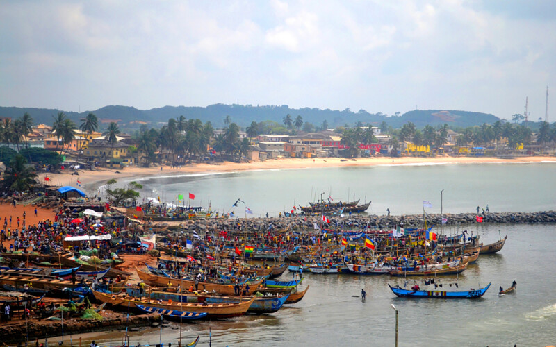 Fishing boats off Cape Coast, Ghana
