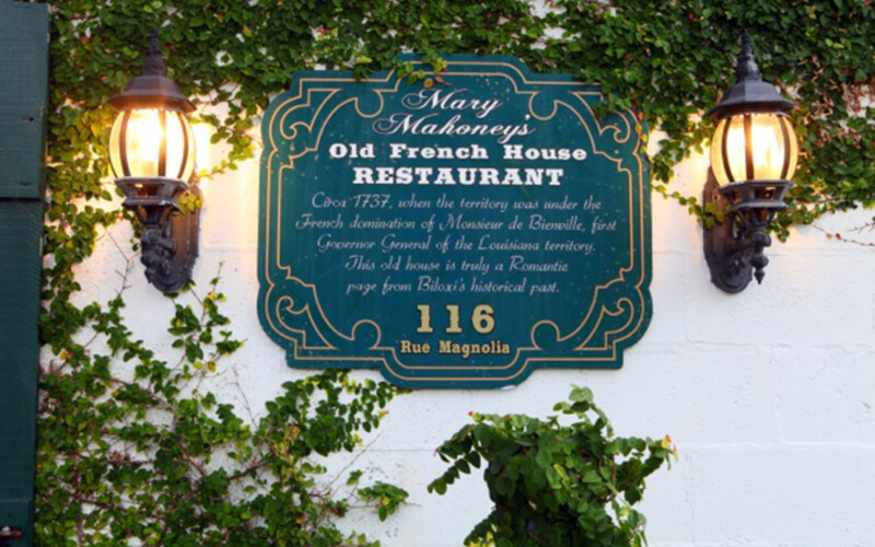 A historic plaque for Mary Mahoney's Old French House Restaurant