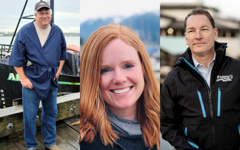 OBI Seafoods CEO John Hanrahan, Silver Bay Seafoods CEO Cora Campbell, and Trident Seafoods CEO Joe Bundrant
