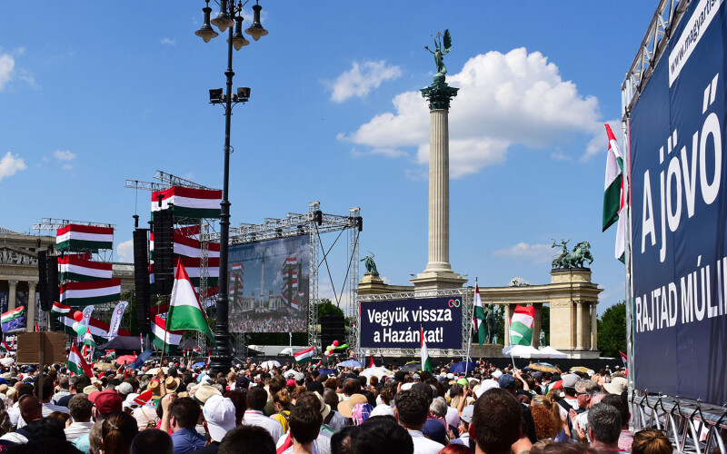 An Election Day rally on 8 June in Budapest, Hungary