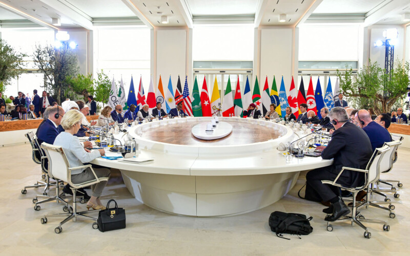 The 2024 gathering of G7 nations' leaders sitting around a large desk