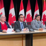 Canadian Minister of Fisheries, Oceans, and the Canadian Coast Guard Diane Lebouthillier (left) announcing a five-year extension on salmon farming in B.C.
