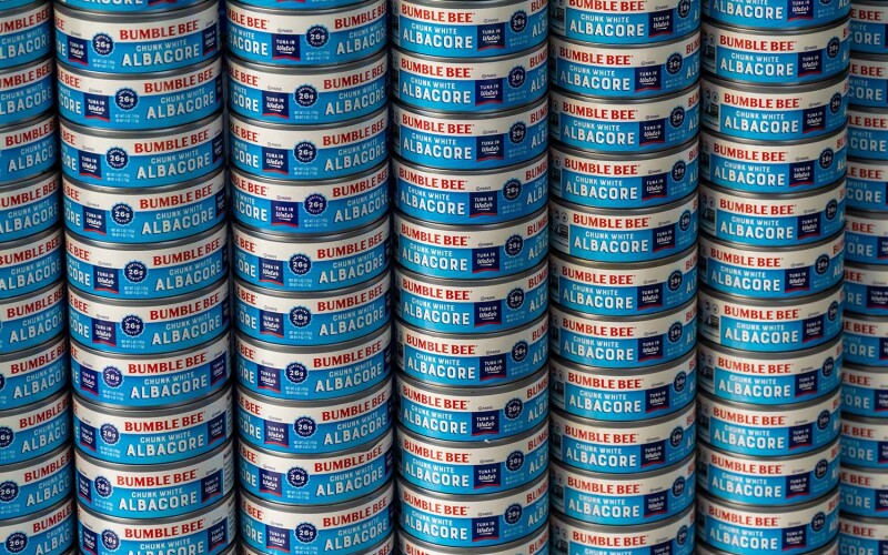 Cans of Bumble Bee tuna