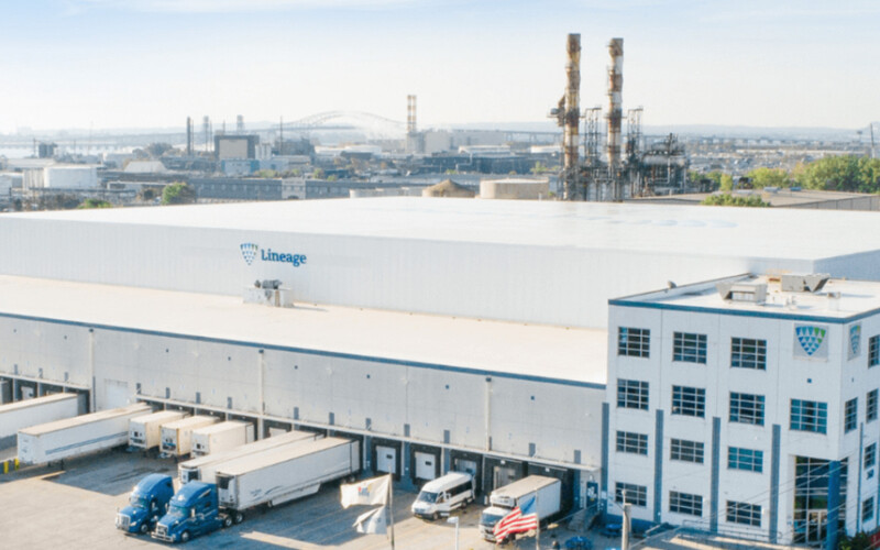 An aerial view of Lineage's facility in New Jersey