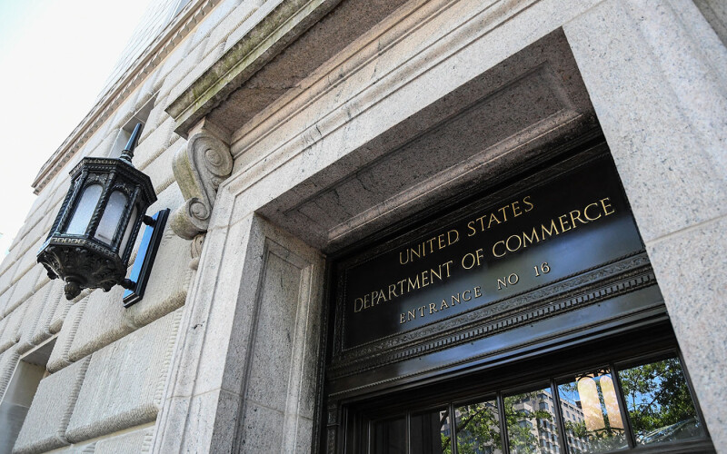 The exterior of the U.S. Department of Commerce building in Washington D.C.