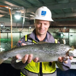 Atlantic Sapphire Founder Johan Andreassen holding an Atlantic salmon