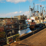 A commercial fishing dock in Montauk, New York