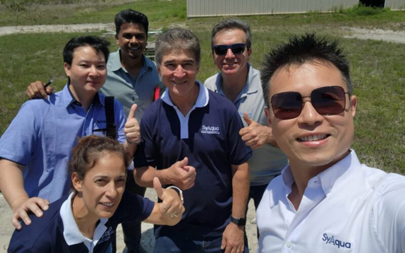 SyAqua CEO Fred Kao and other SyAqua staff