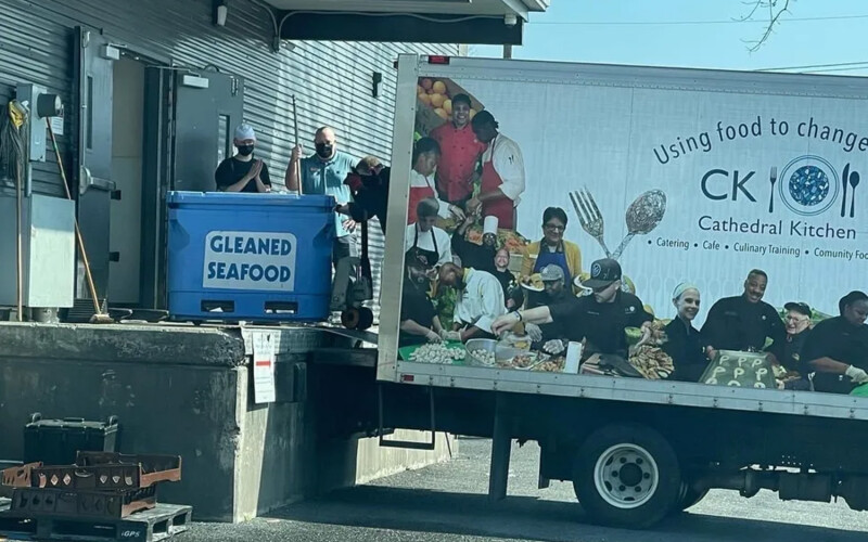 A shipment of gleaned seafood being delivered to a local food pantry