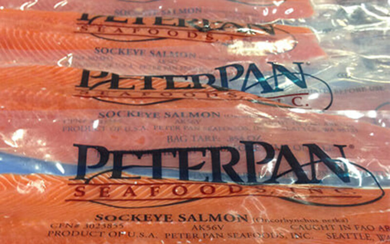 Vacuum-packed salmon sold by Peter Pan Seafoods