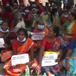 A protest outside a seafood-processing plant in Thoothukudi, India