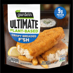 A package of Gardein's Plant-Based Crispy Breaded Fis