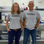Salmonics Head of Operations Veronica Achorn and Salmonics CEO Cem Giray in their laboratory