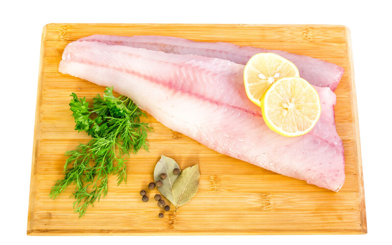 Walleye fillets on a cutting board