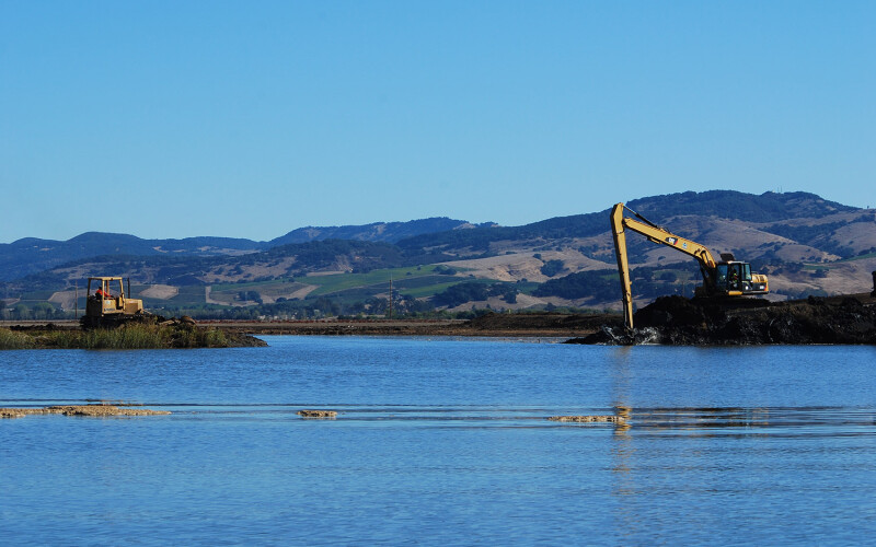 Construction to restore tidal marsh habitat in American Canyon, California