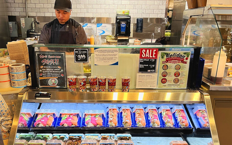 A Sushi Avenue takeout kiosk in a U.S. supermarket