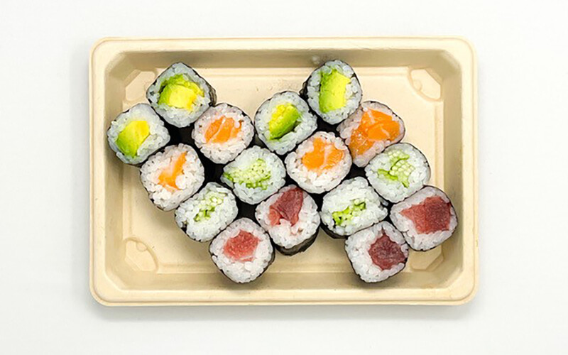 Sushi offerings from Gelson's in a tray