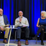 Alaska Fisheries Science Center Director Robert Foy, NOAA Fisheries Alaska Regional Administrator Jon Kurland, and NOAA Assistant Administrator Janet Coit at a panel at Seafood Expo North America