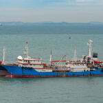 A Chinese fishing vessel in the Strait of Singapore