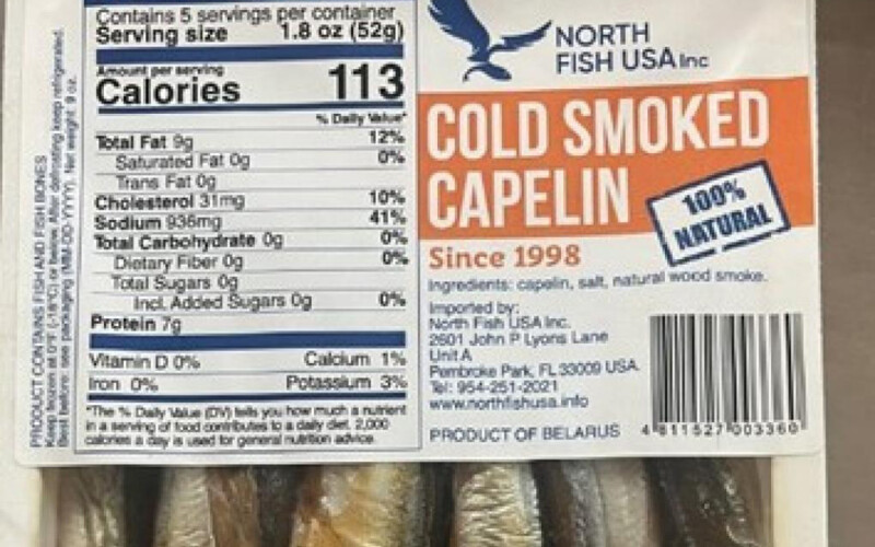 North Fish USA has recalled its Cold Smoked Capelin product
