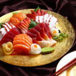 A plate of mixed fresh seafood