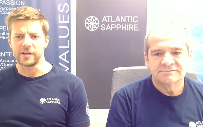 Atlantic Sapphire CFO Gunnar Aasbo-Skinderhaug and CEO Pedro Courard