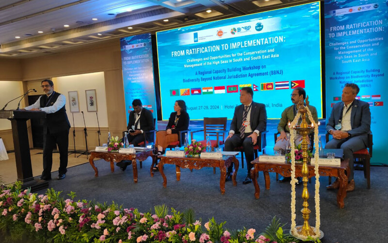 Officials on stage at the BOBP-IGO meeting