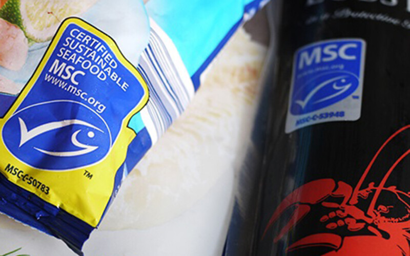 Seafood products featuring the Marine Stewardship Council logo