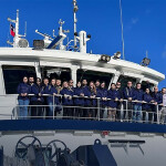 Blumar employees on board the firm's new wellboat Ronia Polaris