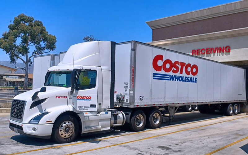 A Costco truck making a delivery in Los Angeles, California, U.S.A.