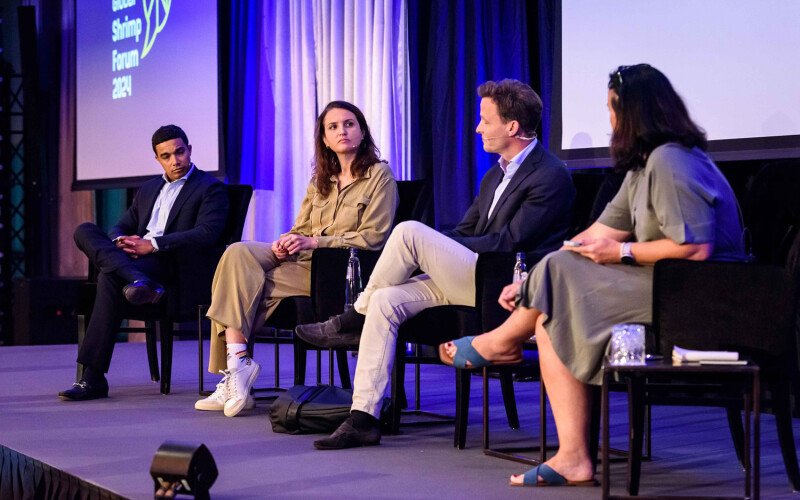 Panelists speaking at the Global Shrimp Forum's Finance and Investment Summit
